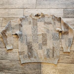 Vintage Riscatto Portofino Italian Wool Blend Sweater XL Abstract Patchwork